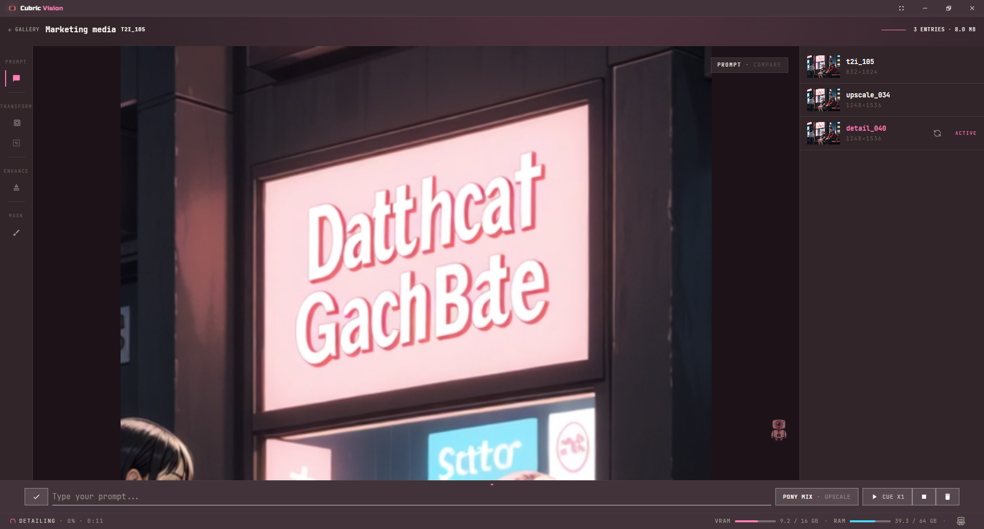 History workspace showing a later latent preview during the same masked image operation