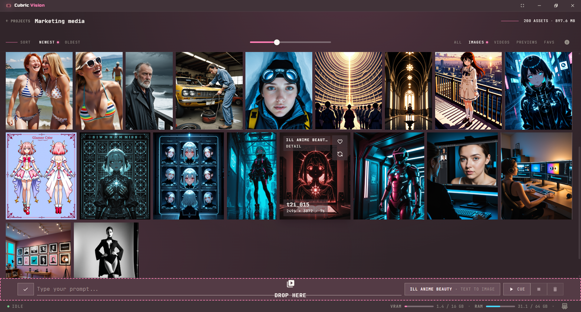 Gallery card being dragged over the Prompt Box drop target