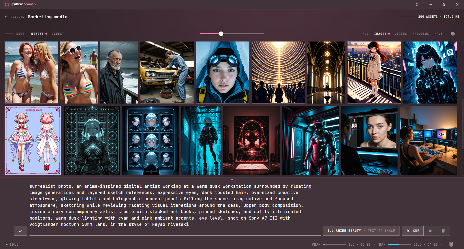 Cubric Vision Prompt Box in expanded mode with a larger prompt text area