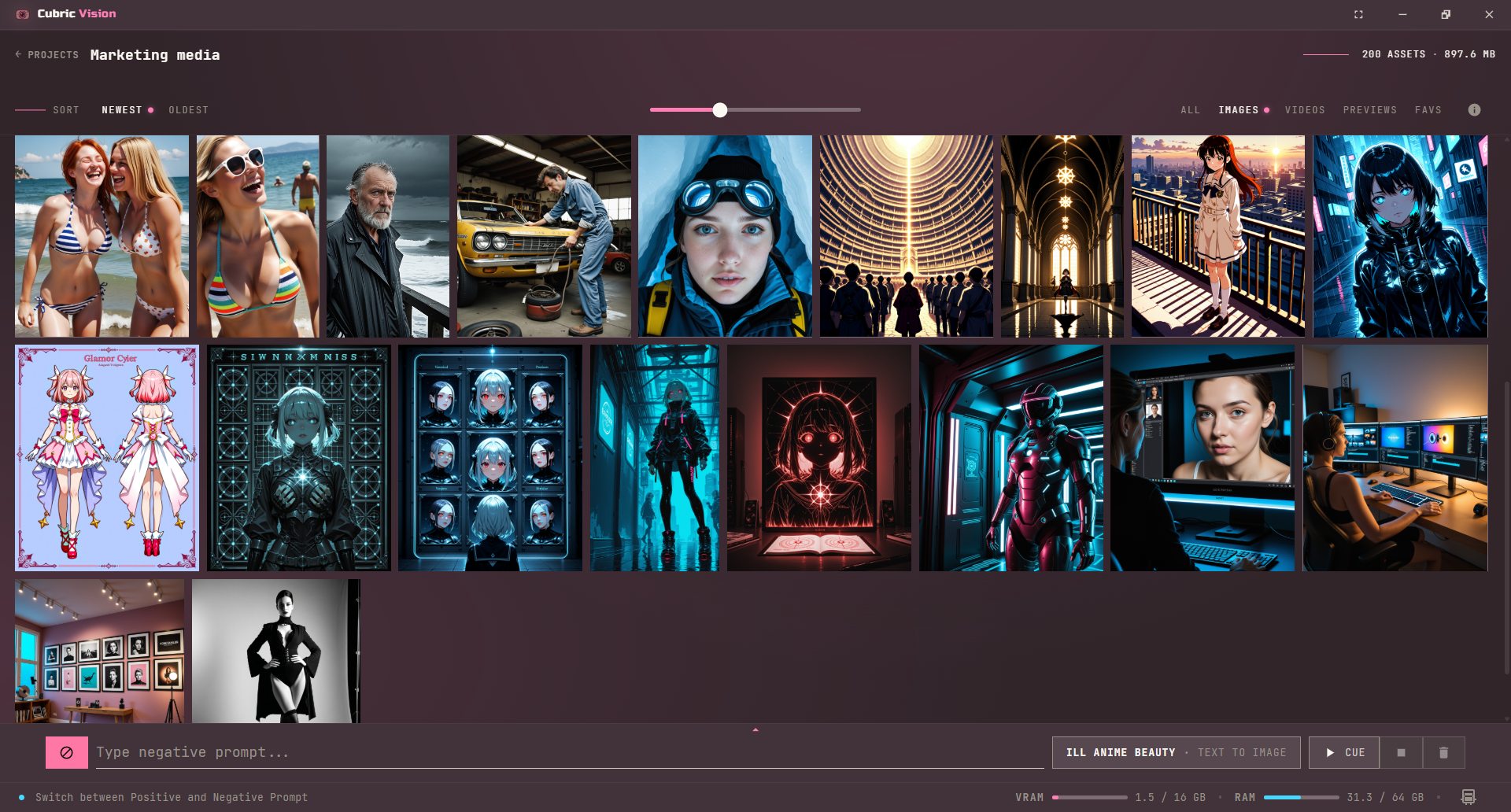 Prompt Box with negative prompt mode active and the negative prompt field visible