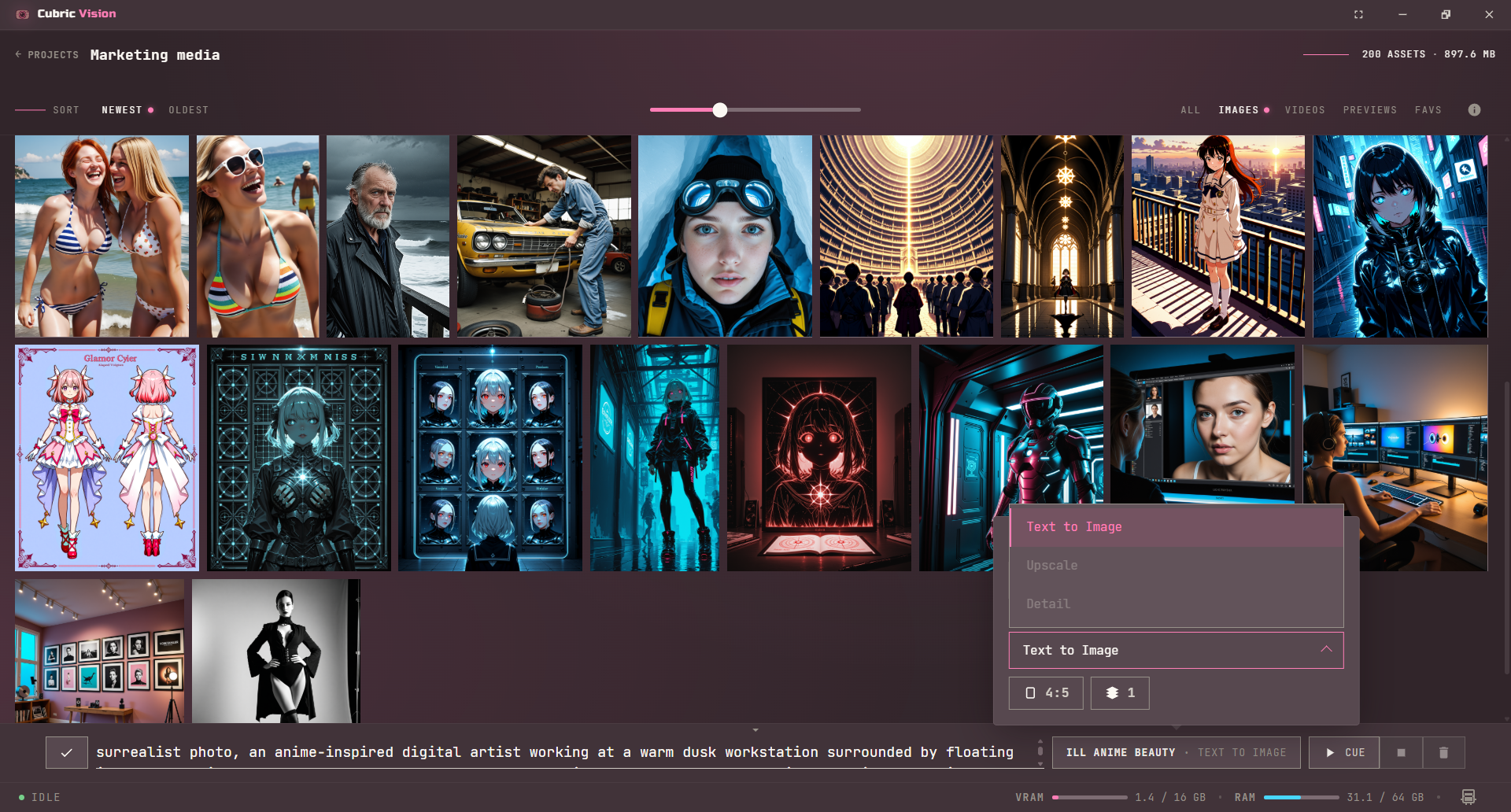 Prompt Box operation menu with unavailable operations disabled