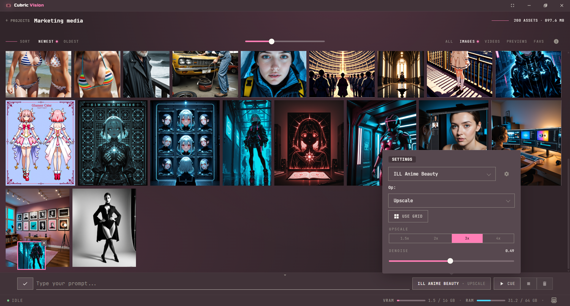 Prompt Box upscale operation controls