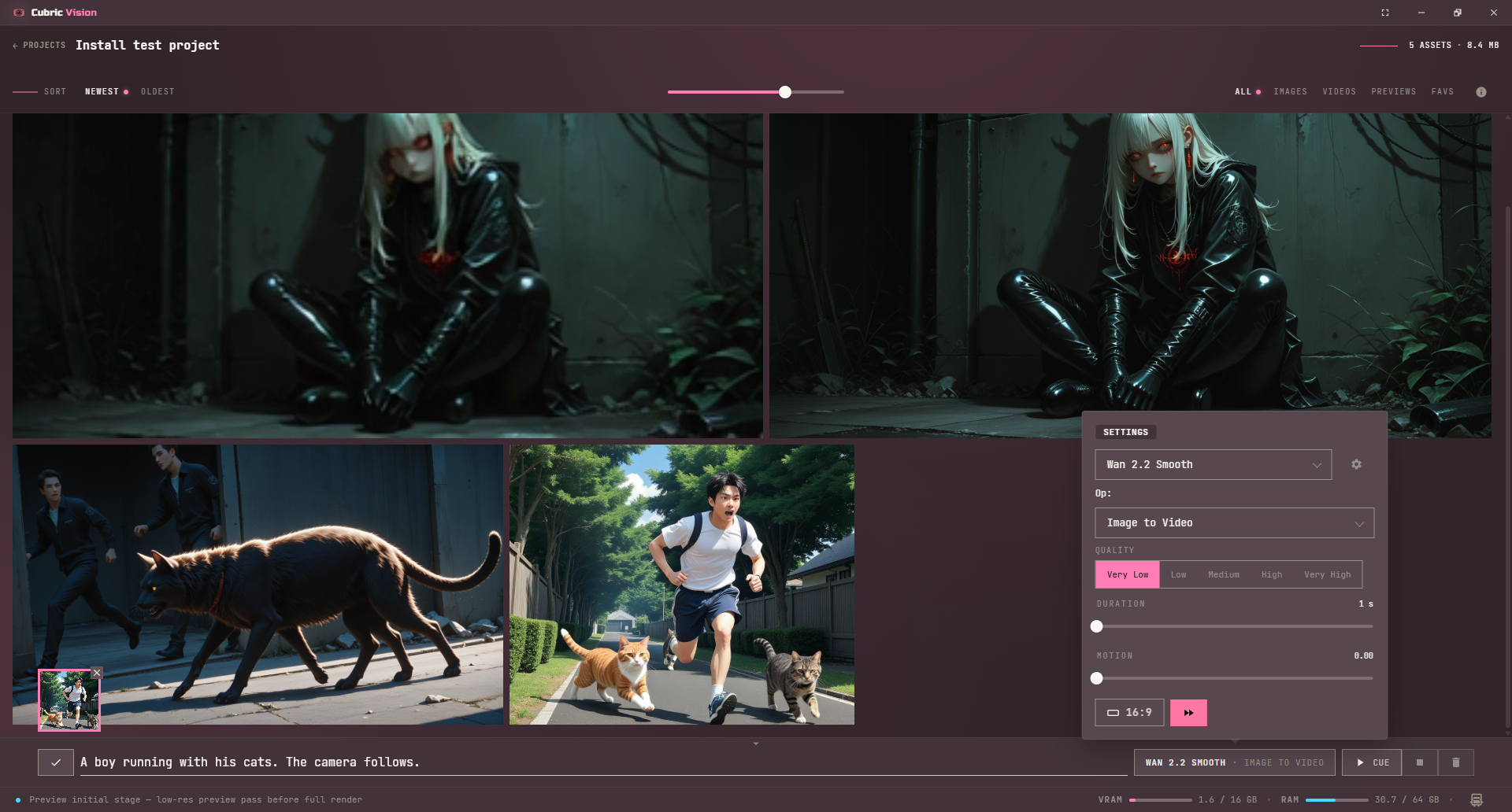 Prompt Box video options with resumable video mode toggled on