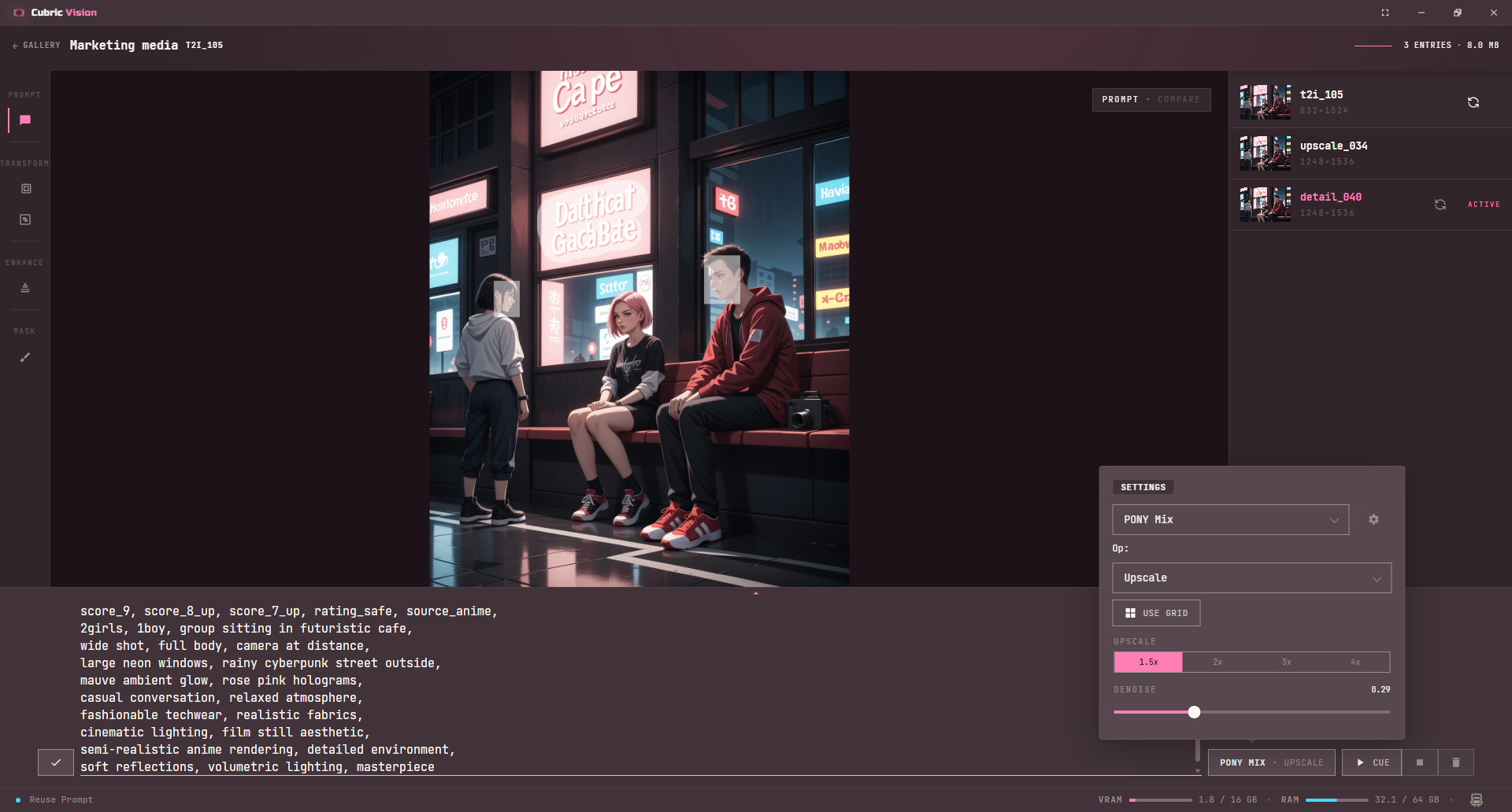 History workspace with an entry hover control exposing Reuse Prompt